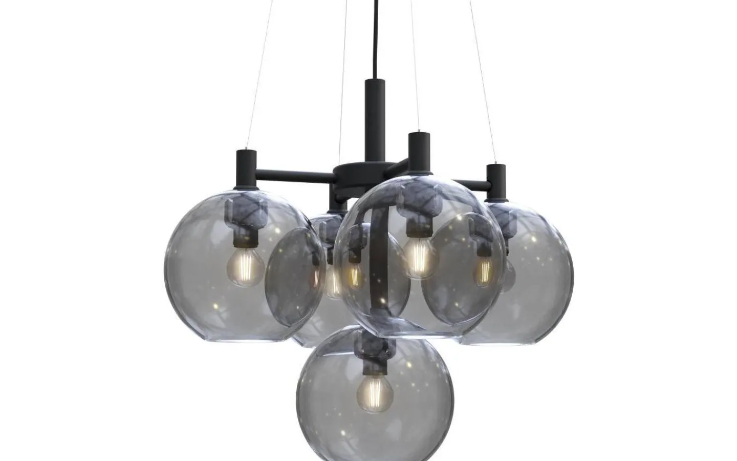 Stora Taklampor Ø50-69 Cm-Belid Gloria Taklampa 51cm 5L Svartstruktur/Rökfärgat Glas