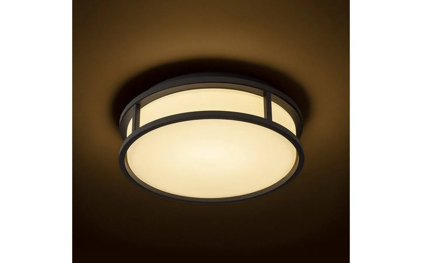 Badrum|Badrumslampor Tak-Rendl Grande Plafond 25cm Svart/Opal 12W LED 3000K IP44