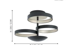 Plafonder-Eglo Gromola Plafond 54cm LED 3000K 33,8W Svart