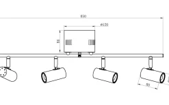 Avlånga Takspotlights|Takspot Med Minst 4 Lampor < Aneta Gusto Takspotlight 66cm LED 4x5W 3000K Vit/Krom