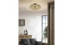 Plafonder-Trio Lighting Hedda Plafond 2xE27 matt svart/sisal