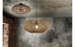 Stora Taklampor Ø50-69 Cm-Trio Lighting Hedda Takpendel 52cm E27 matt svart/sisal