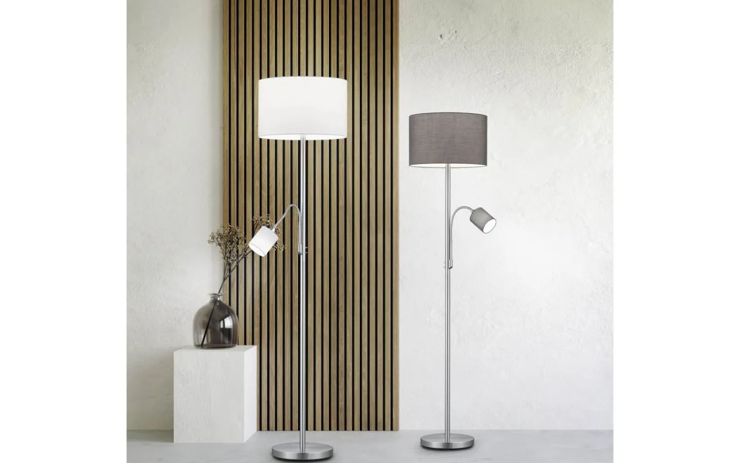 Golvläslampor-Trio Lighting Hotell Golvlampa E27+E14 grå