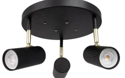 Runda Takspotlights|Takspot Med 3 Lampor-Globen Lighting Hubble Takspotlight 3L 25cm Svart/Mässing