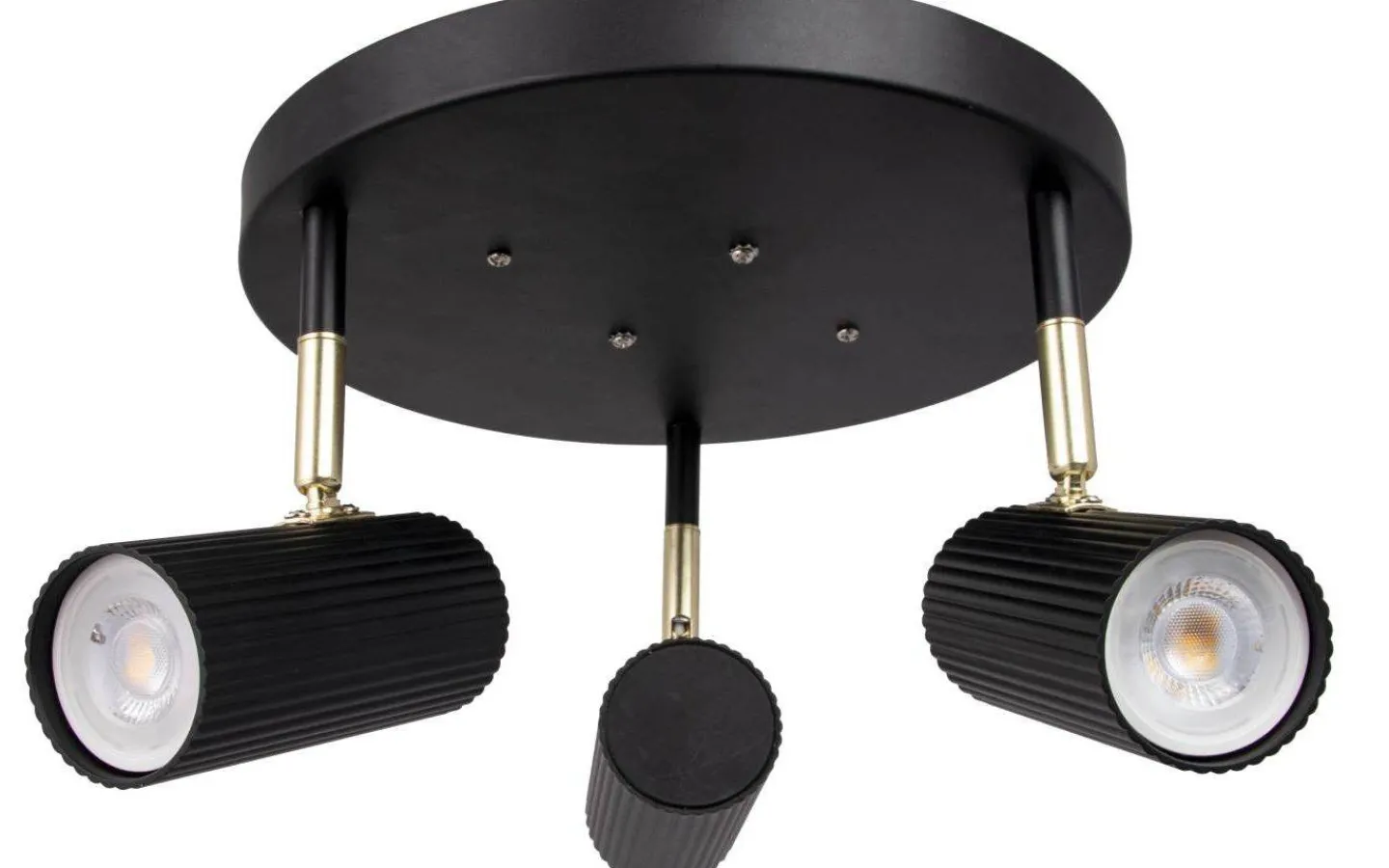 Runda Takspotlights|Takspot Med 3 Lampor-Globen Lighting Hubble Takspotlight 3L 25cm Svart/Mässing