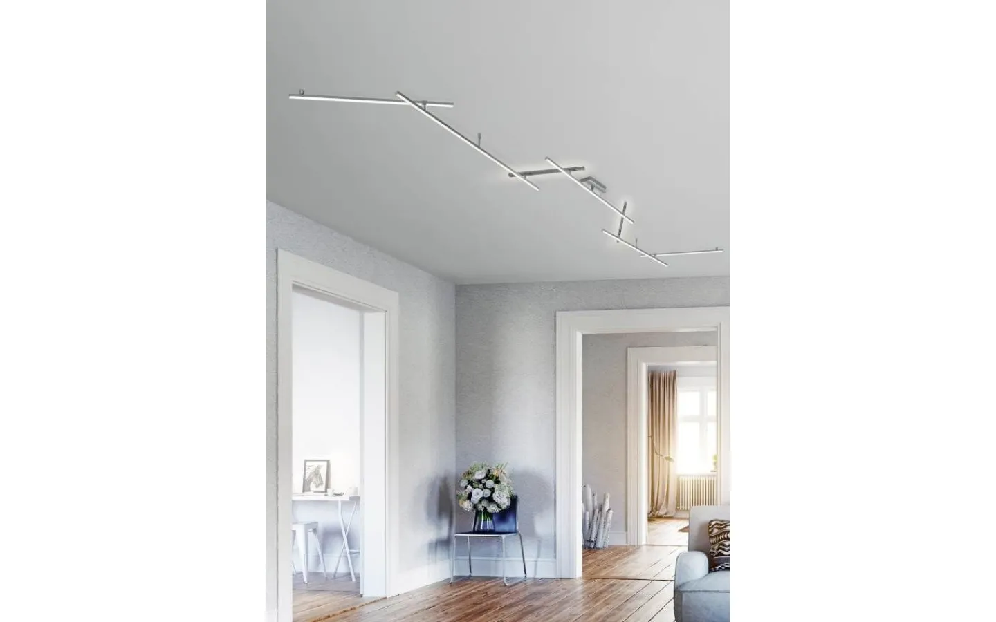 Plafonder-Trio Lighting Indira Plafond LED 345cm borstat stål