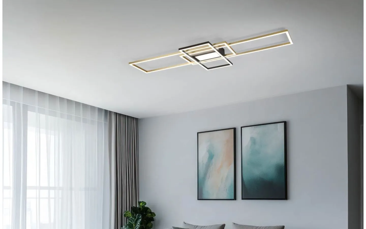 Plafonder < Trio Lighting Irvine Plafond LED matt mässing/matt svart