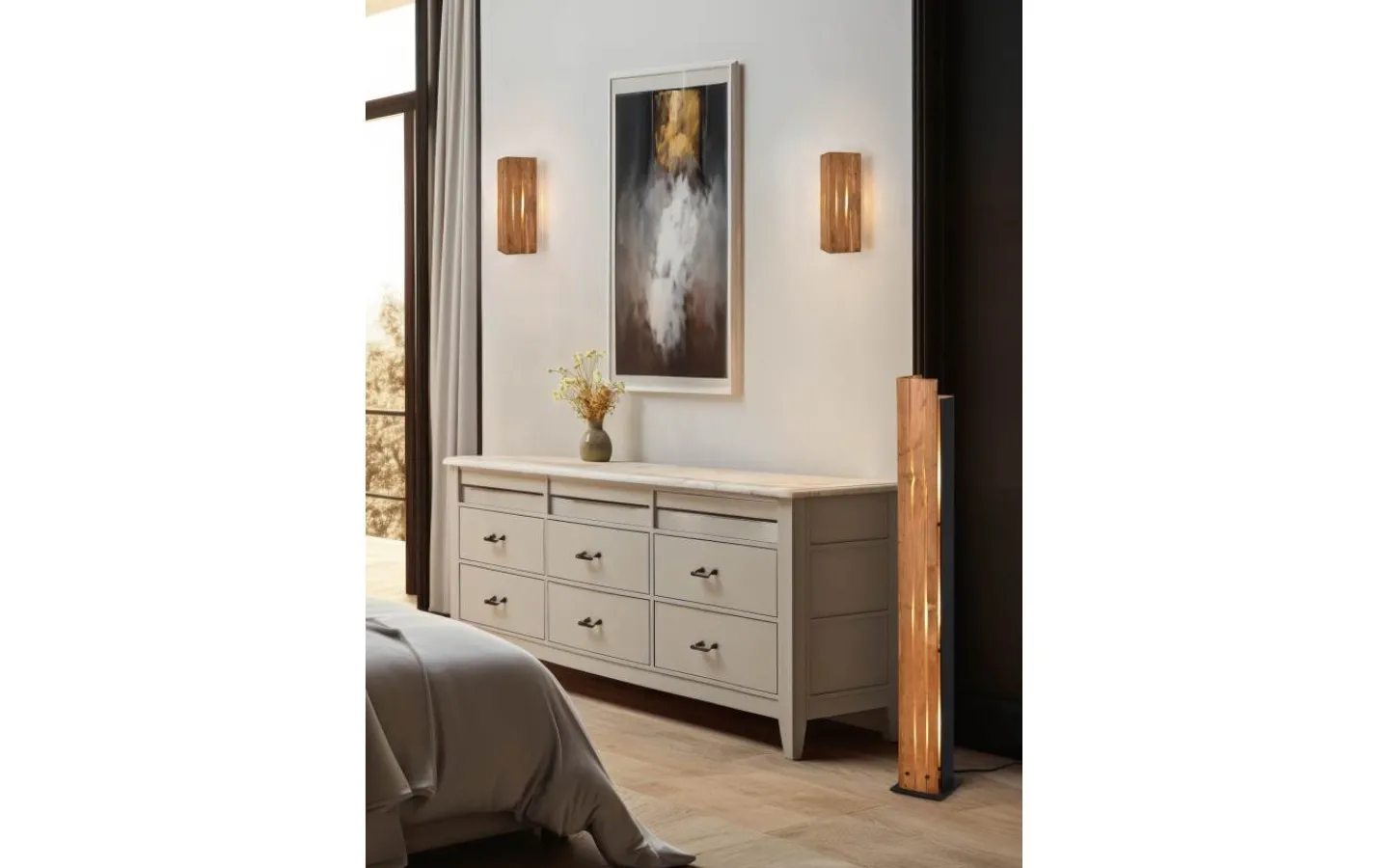 Lampetter < Trio Lighting Karuni Vägglampa E14 matt svart/trä