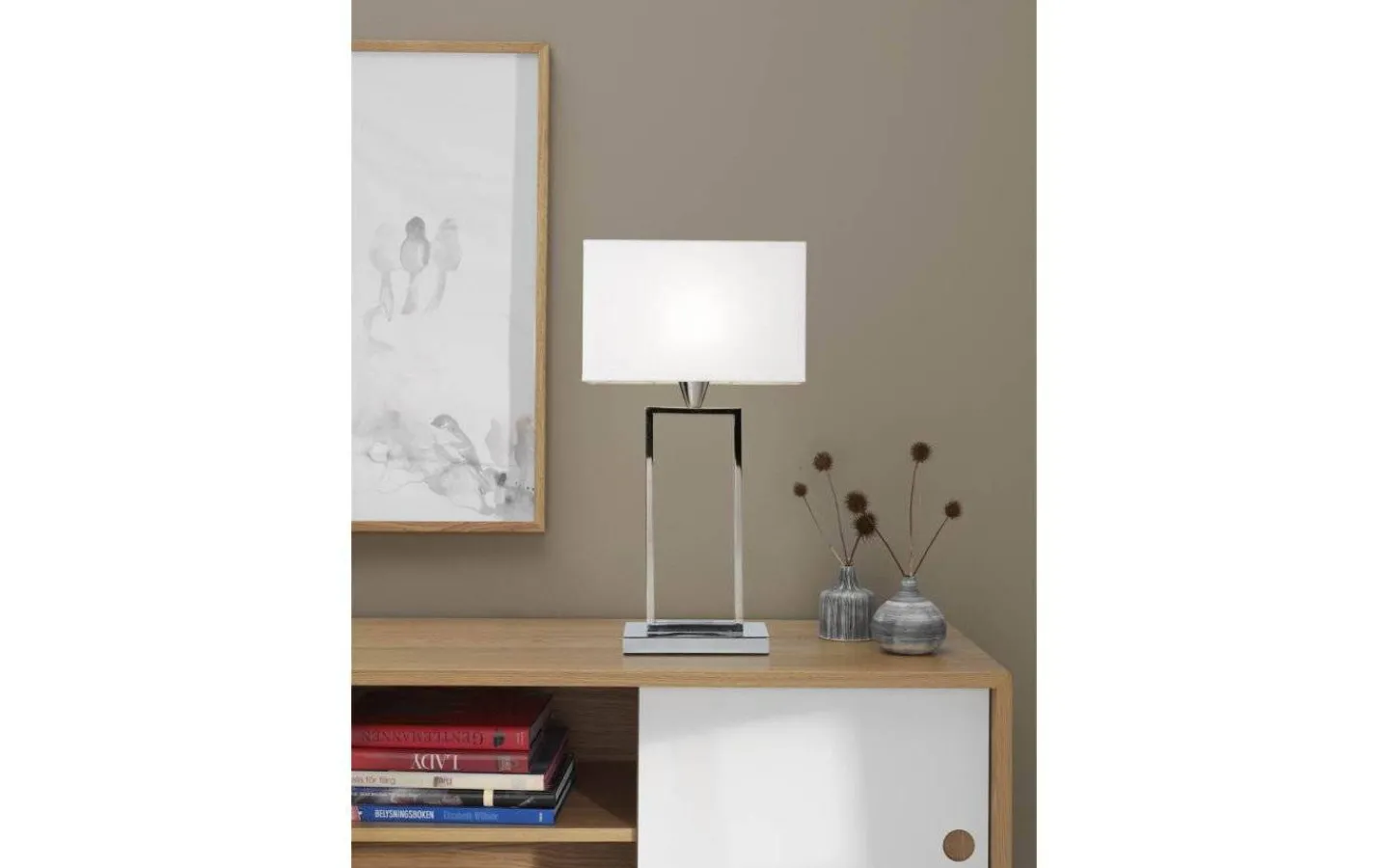 Vardagsrum|Sovrum-Cottex Kensington Bordslampa 51cm Krom/Vit