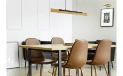 Avlånga Taklampor < Trio Lighting Kerala Takpendel LED matt svart/trä