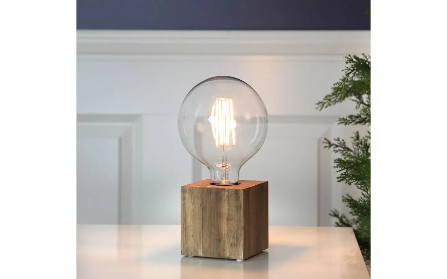 Bordslampor-Star Trading Kub Bordslampa 10cm Brun Trä