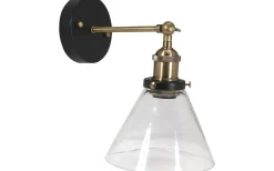 Hall & Trappa|Lampetter-PR Home Lambda Vägglampa 18cm Svart/Mässing Klar