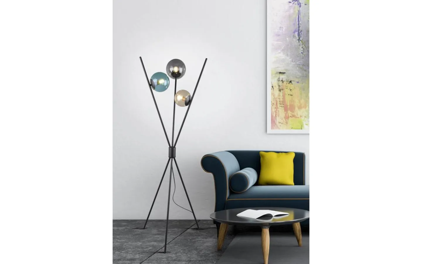 Golvlampor-Trio Lighting Lance Golvlampa 3xE14 svart