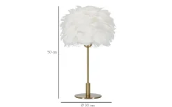Bordslampor-Mauro Ferretti Largo Bordslampa Kullfjäder 50cm Vit/Guld