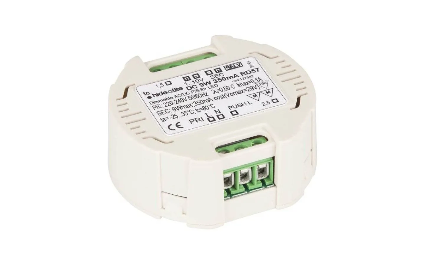 Led-Driver (Konstantström Ma)|Minispotlights & Ledpuckar-Hidealite LED-driver Jolly Round Konstantström 350mA 0-9W Dimbar för Apparatdosa