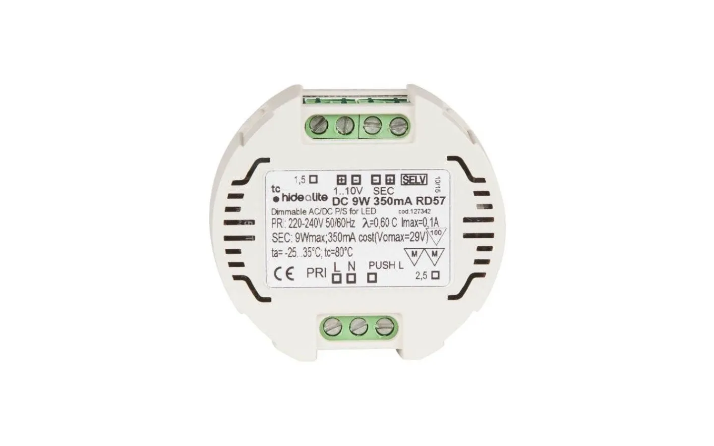 Led-Driver (Konstantström Ma)|Minispotlights & Ledpuckar-Hidealite LED-driver Jolly Round Konstantström 350mA 0-9W Dimbar för Apparatdosa