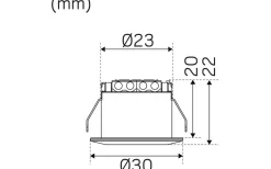Minispotlights & Ledpuckar < Hidealite LED-Spot för fönstersmygar 30mm, 2700K 60lm 1,3W 350mA BS