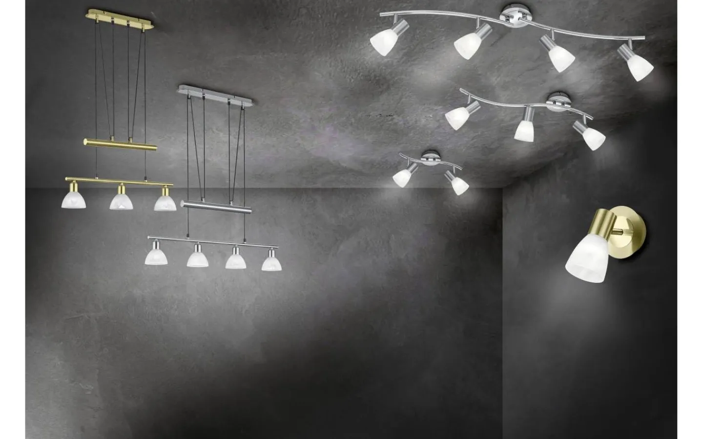 Takspot Med 2 Lampor-Trio Lighting Levisto Spotlight 2-delad E14 borstad stål