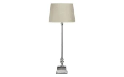 Bordslampor-PR Home Linné Bordslampa 80cm Krom med lampskärm Sofia Natur