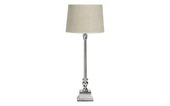 Bordslampor-PR Home Linné Bordslampa 50cm Krom med lampskärm Sofia Natur