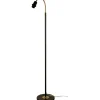 Golvfötter|Golvläslampor-Aneta Ljusdal Golvfot 140cm 1L Svart/Matt Mässing Ex. Lampskärm