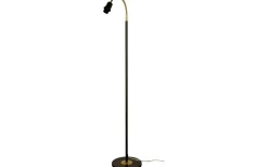Golvfötter|Golvläslampor-Aneta Ljusdal Golvfot 140cm 1L Svart/Matt Mässing Ex. Lampskärm
