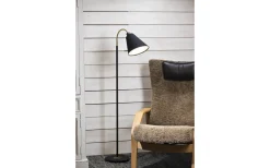 Golvfötter|Golvläslampor-Aneta Ljusdal Golvfot 140cm 1L Svart/Matt Mässing Ex. Lampskärm
