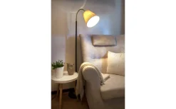 Golvfötter|Golvläslampor-Aneta Ljusdal Golvfot 140cm 1L Svart/Matt Mässing Ex. Lampskärm