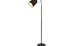 Golvläslampor-Aneta Ljusdal Golvlampa 140cm 1L Svart/Valnöt Ink. Lampskärm