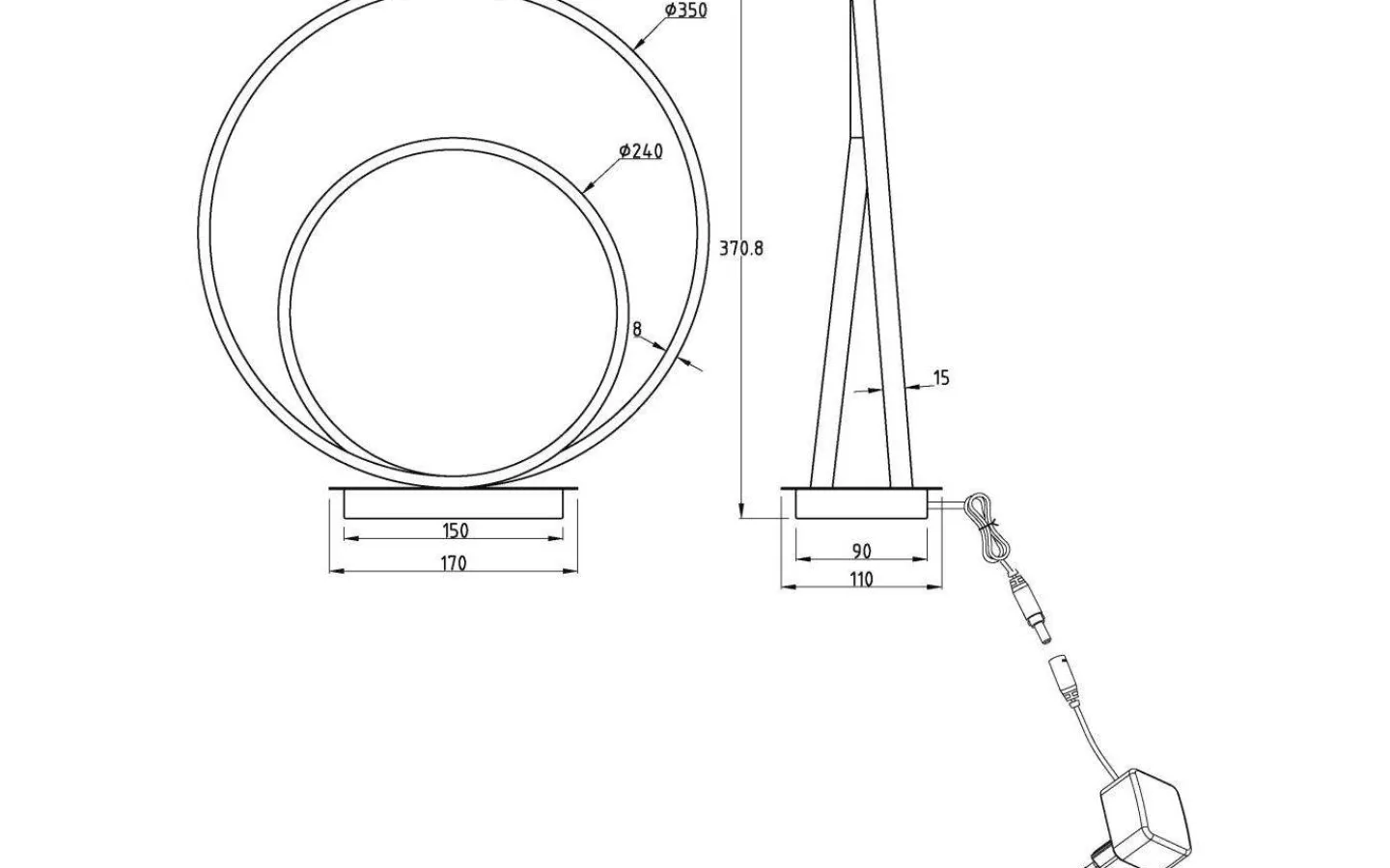 Bordslampor-Aneta Loop Bordslampa 37cm LED 14W 3000K Svart