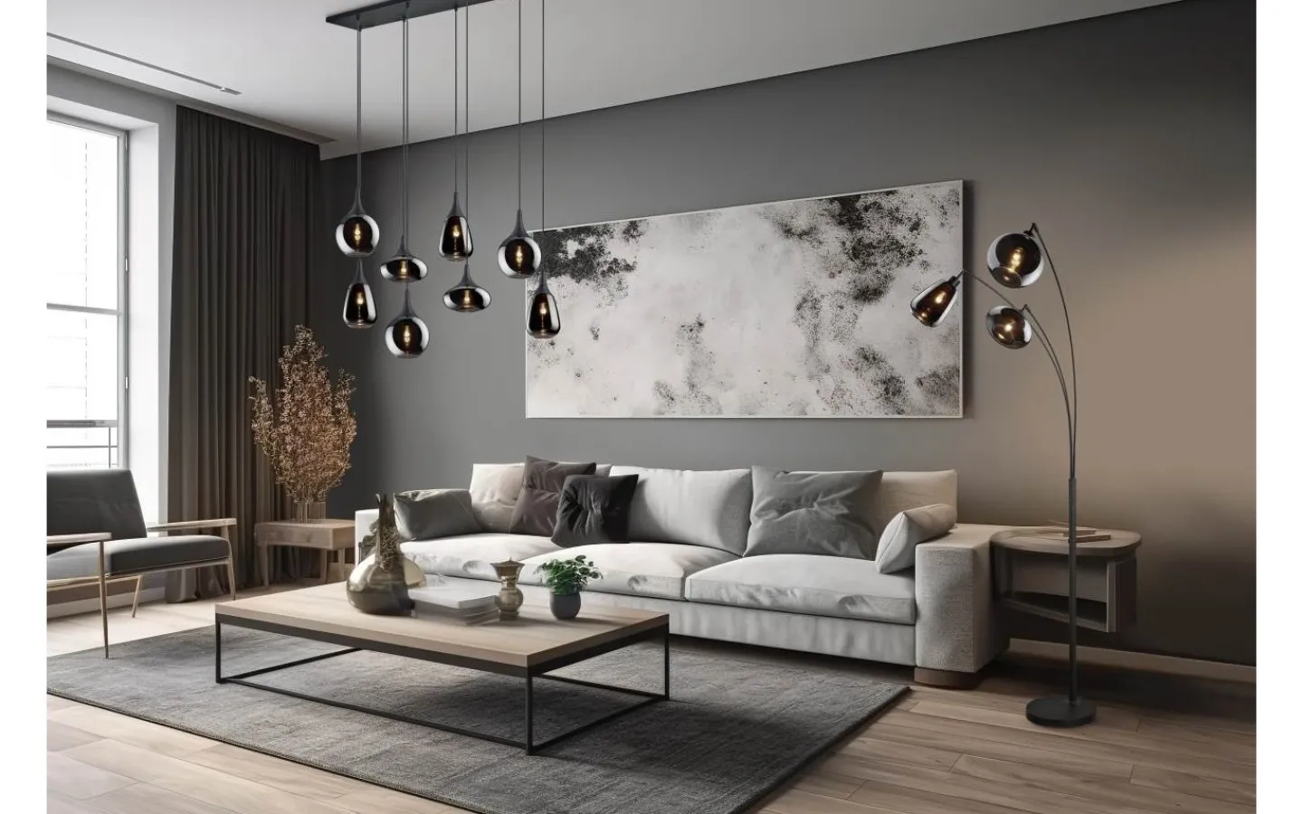 Golvlampor|Golvläslampor < Trio Lighting Lumina Golvlampa 3-delad E14 mattsvart