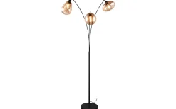 Golvlampor|Golvläslampor < Trio Lighting Lumina Golvlampa 3-delad E14 matt svart/bärnsten