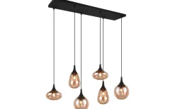 Avlånga Taklampor < Trio Lighting Lumina Takpendel 6-delad E14 matt svart/bärnsten