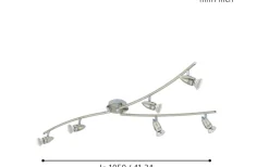 Avlånga Takspotlights|Takspot Med Minst 4 Lampor < Eglo Magnum Takspotlight 105cm GU10 LED 3000K 6x2,8W Nickel