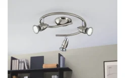 Runda Takspotlights|Takspot Med 3 Lampor < Eglo Magnum Takspotlight 26cm GU10 LED 3000K 3x2,8W Nickel