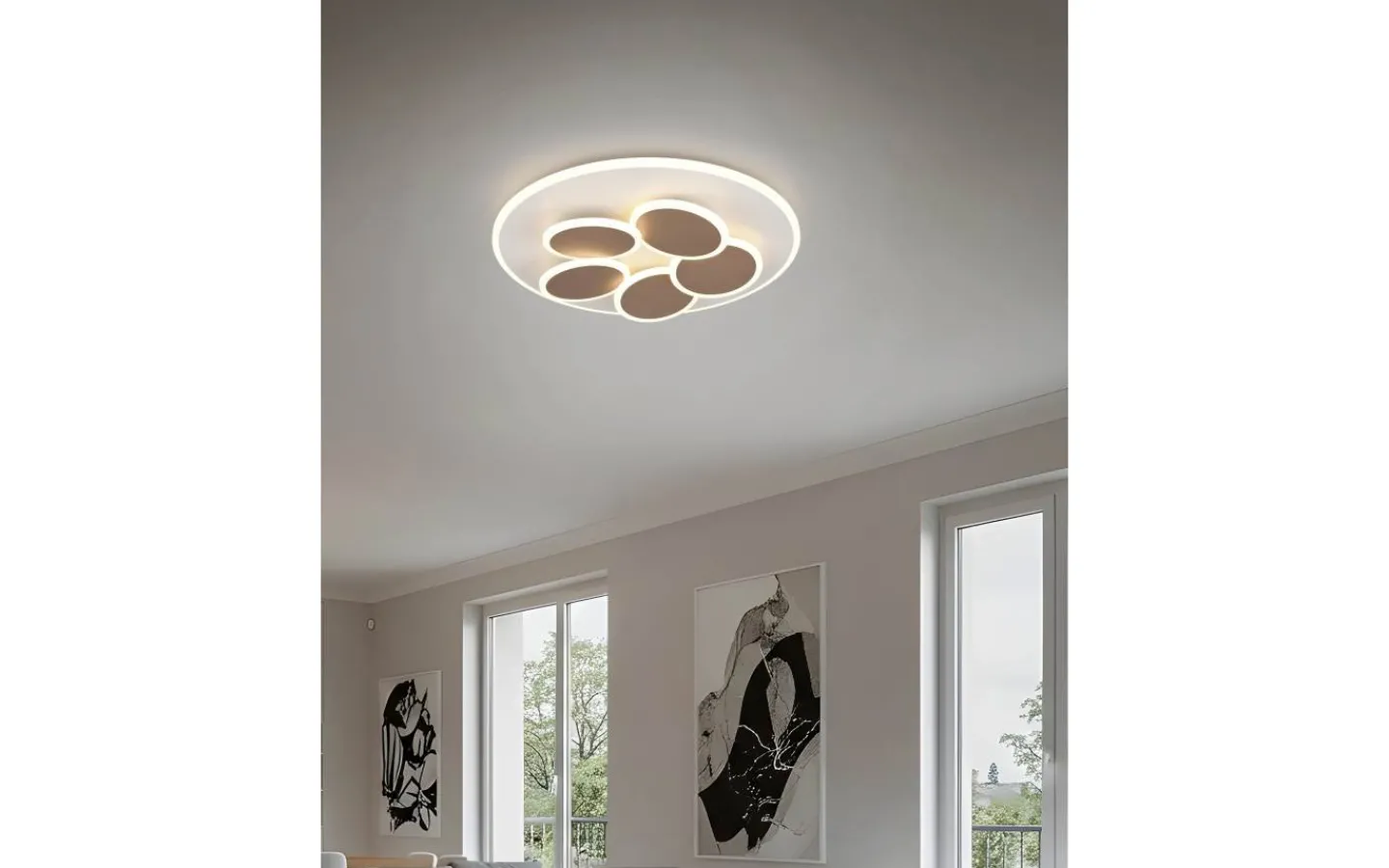 Plafonder-Trio Lighting Mandala Plafond LED varmgrå/kaffebrun