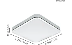 Plafonder < Eglo Manilva Plafond 29cm LED 3000K 14,4W Krom IP44