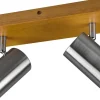 Takspot Med 2 Lampor < Trio Lighting Marley Spotlight 2-delad GU10 borstad stål/trä