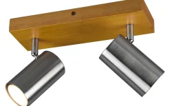 Takspot Med 2 Lampor < Trio Lighting Marley Spotlight 2-delad GU10 borstad stål/trä