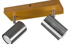 Takspot Med 2 Lampor < Trio Lighting Marley Spotlight 2-delad GU10 borstad stål/trä