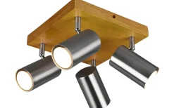 Takspot Med Minst 4 Lampor < Trio Lighting Marley Spotlight 4-delad GU10 borstad stål/trä