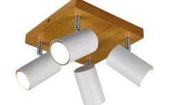 Takspot Med Minst 4 Lampor-Trio Lighting Marley Spotlight 4-delad GU10 matt vit/trä