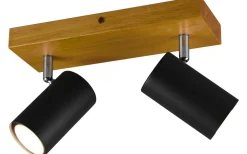 Takspot Med 2 Lampor-Trio Lighting Marley Spotlight 2-delat GU10 matt svart/trä