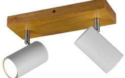Takspot Med 2 Lampor-Trio Lighting Marley Spotlight 2-delat GU10 matt vit/trä