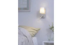 Läslampor < Trio Lighting Marriot Vägglampa E27 + LED borstat stål/vit