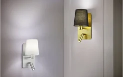 Läslampor < Trio Lighting Marriot Vägglampa E27 + LED borstat stål/vit
