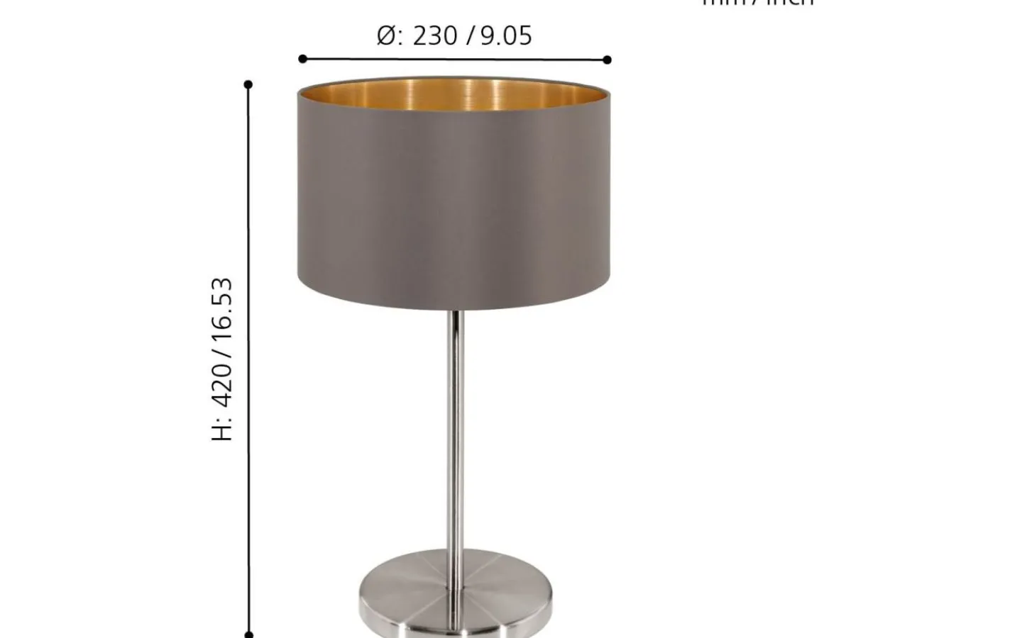 Bordslampor < Eglo Maserlo Bordslampa 42cm Cappuccino/Guld