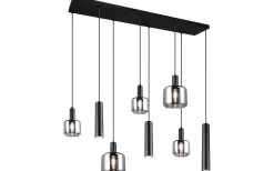 Avlånga Taklampor-Trio Lighting Mataro Takpendel 8-delad mattsvart/förkromad