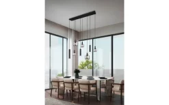 Avlånga Taklampor-Trio Lighting Mataro Takpendel 8-delad mattsvart/förkromad