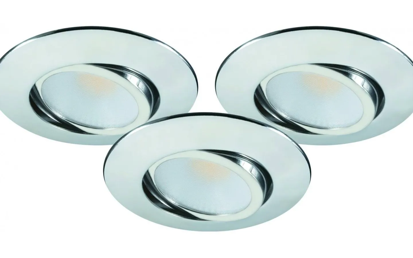 Downlights, Spotlight|230V Led Spotlights-Malmbergs MD-230 Downlight 3000K 3x5W Krom 230V IP44 3-Pack